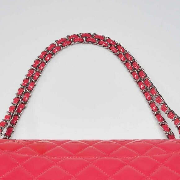 Chanel Pink Quilted Patent Leather Classic Maxi Double Flap Bag - Picture 3 of 12